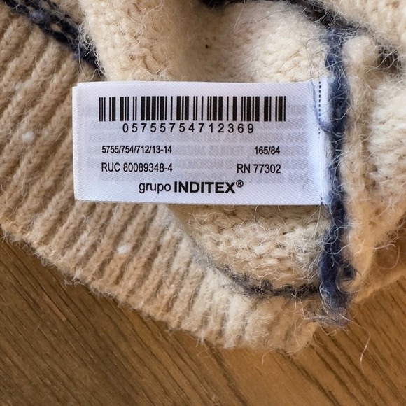 ZARA Kids/Teen Striped Acrylic Sweater-Beige Navy Stripe Pullover-Size Lge 13-14 - Picture 12 of 15